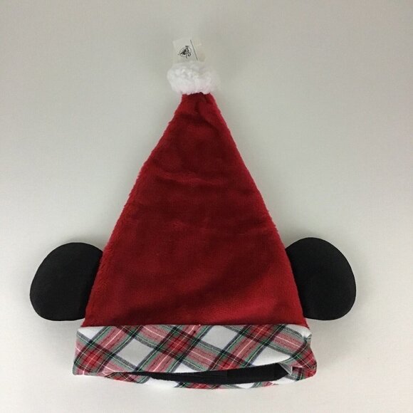 Disney Other - Disney Parks Mickey Mouse Ears Santa Hat Christmas Plaid Adjustable New w Tags